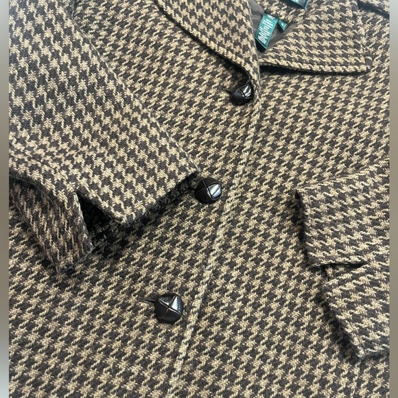 GUC Lauren Ralph Lauren Wool Crop Houndstooth Blazer Size 14 - Picture 5 of 7